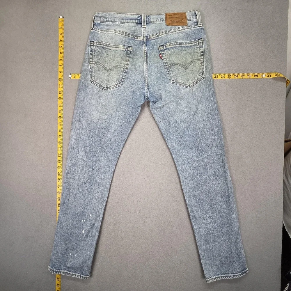 Levis Premium 502 Jeans Mens Selvedge Light Wash‎ Blue Paint Splatter Fits 31x30